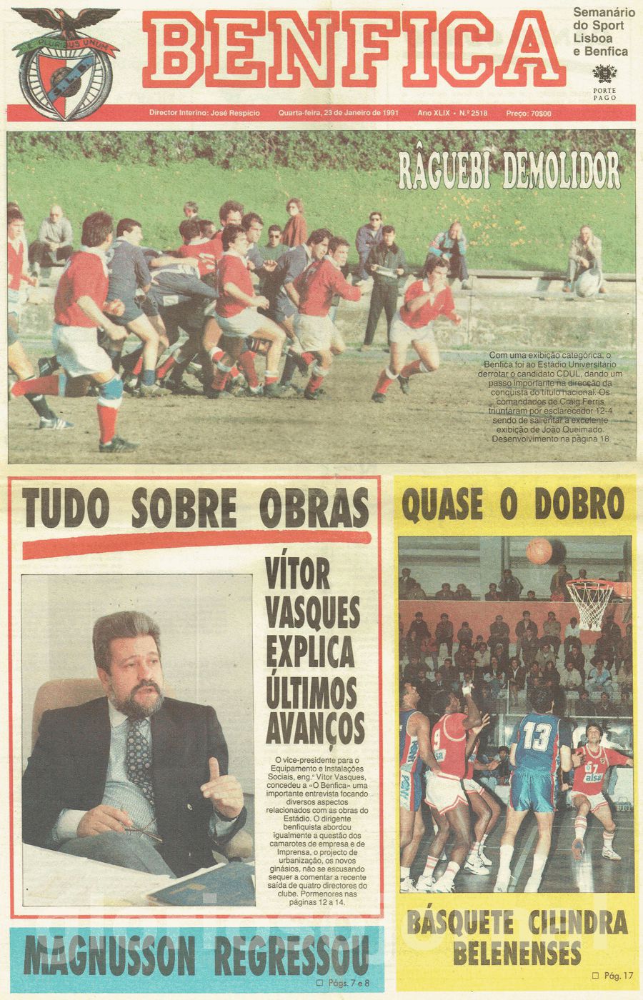 jornal o benfica 2518 1991-01-23
